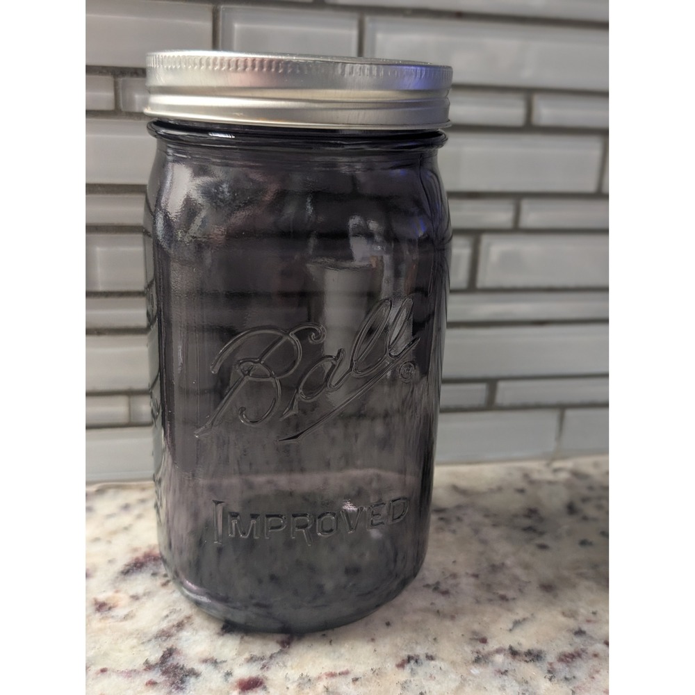 Ball Improved Mason Jar Purple Amethyst Glass Quart Size with Silver Lid